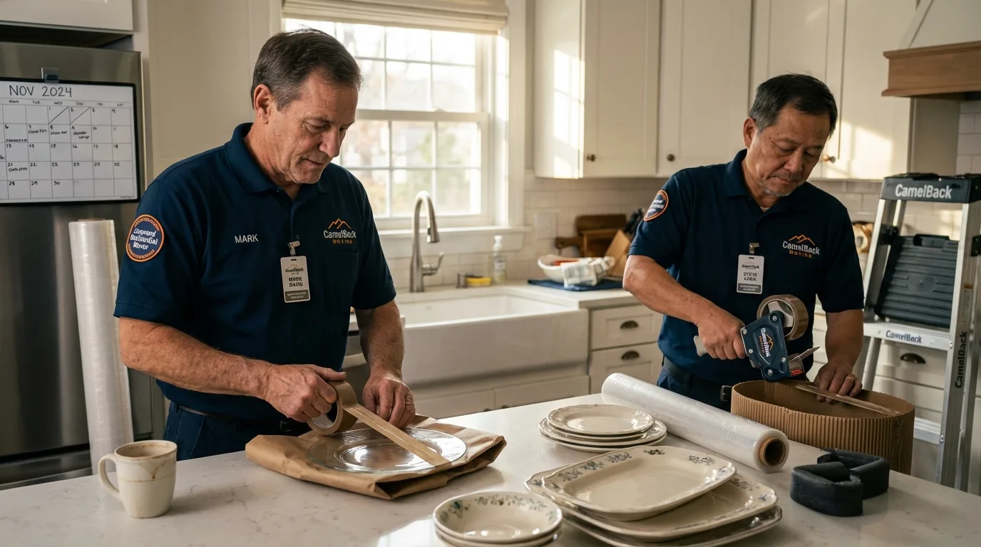 Professional crew packing kitchen dishware in Wenonah, NJ